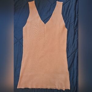 Brown Ribbed Knit Top